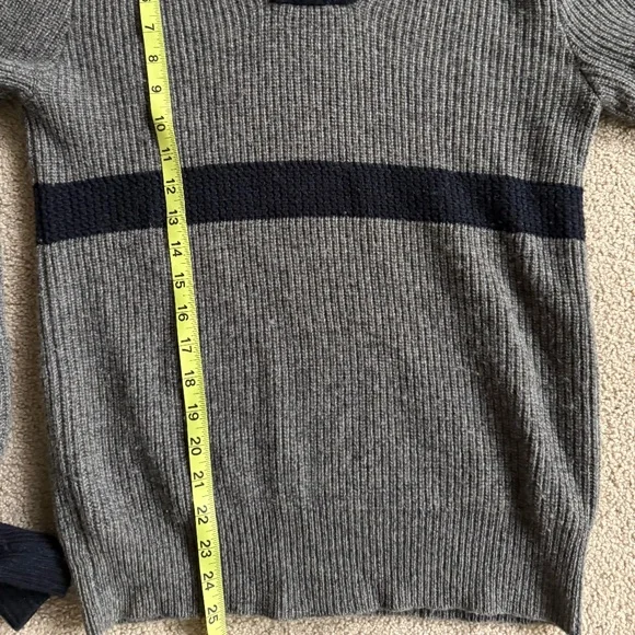 Ralph Lauren Double RL Men's Gray Navy Wool Shawl Collar Pullover Sweater Size S